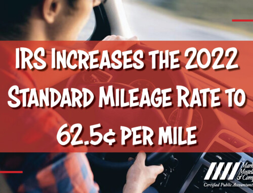 IRS Increases the 2022 Standard Mileage Rate to 62.5¢ per mile